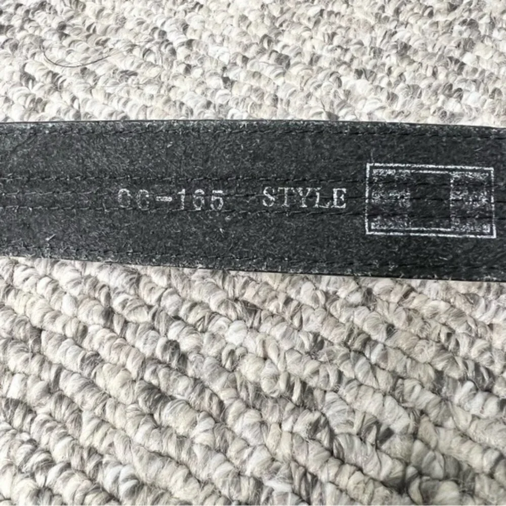 Black Italian leather belt square buckle 36-38